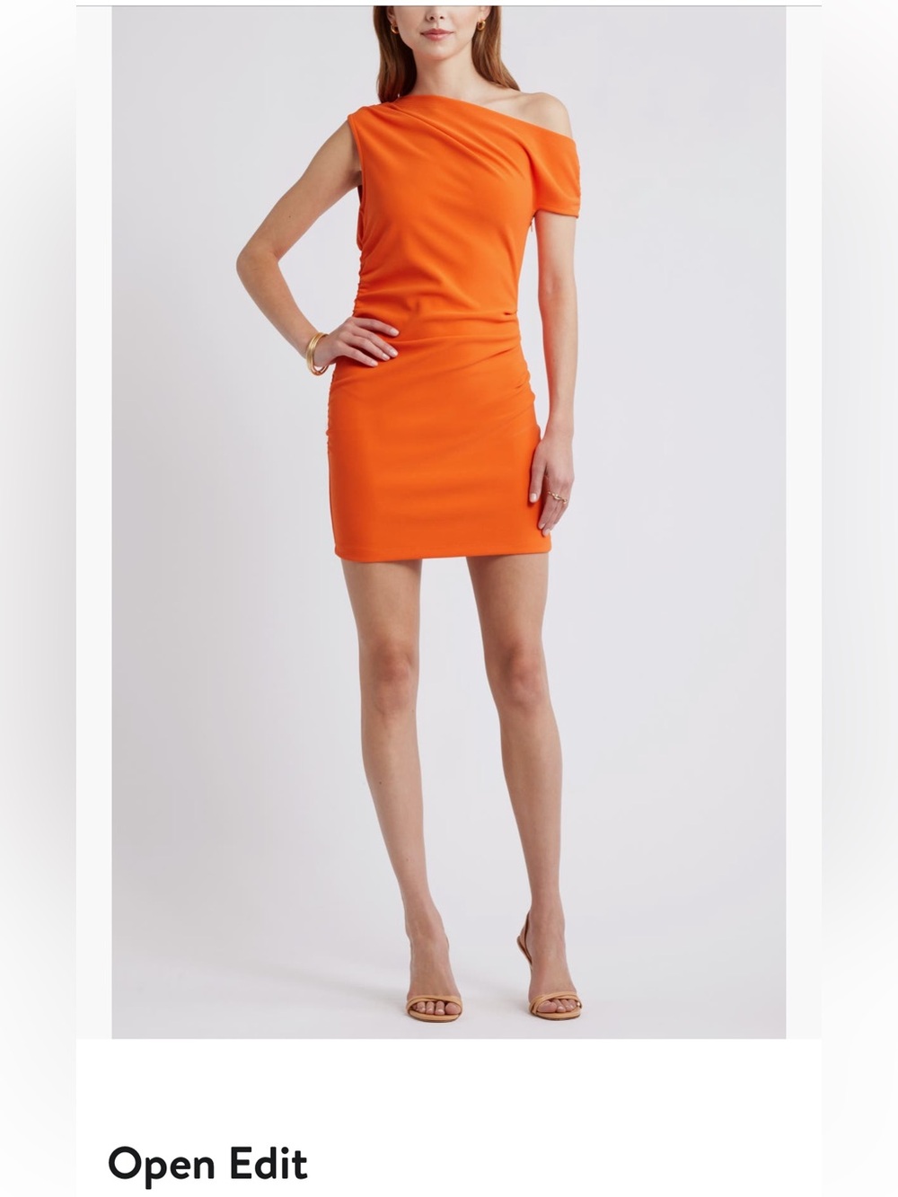 Orange Ruched Mini Skirt - Women